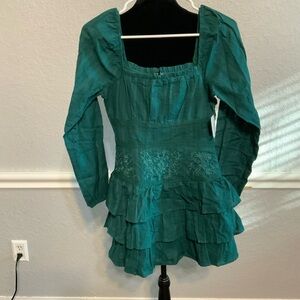 Altar'd State Green Ruffle Dress